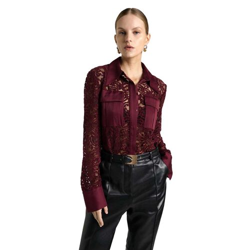 Cue European Flocked Lace Shirt